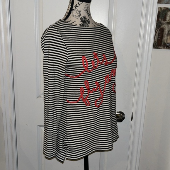 Kate Spade Women Blouse Shirt Cotton Striped Black White - Picture 3 of 6